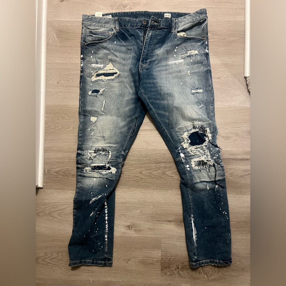 Smoke rise denim jeans